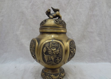 song voge gem S2792 8" Tibet Bronze Dragon Phoenix Kylin PiXiu Statue Flower Incense Burner Censer 2024 - buy cheap