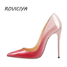 ROVICIYA-zapatos de tacón alto de charol para mujer, calzado de fiesta con punta puntiaguda, color rojo degradado, Stilettos, 8 cm, 10 cm, 12 cm, QP005 2024 - compra barato