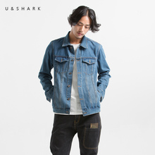 U&SHARK Autumn New Fashion Light Blue Denim Jackets Men Brand Clothing Vintage Style Jeans Jackets Coats Casual Outerwear Male 2024 - buy cheap