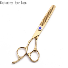 Left-Hand 5.5" 6" Gold Customized Logo JP 440C Straight Scissors Thinning Shears Pet Shears Professional Grooming Scissors C8002 2024 - buy cheap