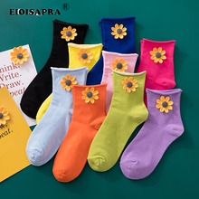 [EIOISAPRA]College Style Lovely Flowers Funny Socks Women Candy Color Sweet Happy Socks Casual Fashion Harajuku Colorful Meias 2024 - buy cheap
