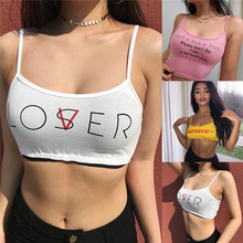 2018 Fashion Women Strappy Cotton Letter Print Sexy Summer Tops Tank Top Vest Short Crop Tops Camis Tees Ladies 2024 - buy cheap
