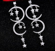 SALE 925 silver Europe Feather Crystal from Austrian new fashion creative cz Woman tassel Earrings micro hot jewelry 2024 - buy cheap