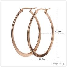 47.7*29.8mm Charming 316L Stainless Steel Rose Gold Big Oval Hoop Earrings Womens Girls Tone Jewelry High Quality Lowest Price 2024 - buy cheap
