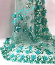 Tela de encaje francés con flores en 3D, tejido de tul africano de alta calidad, BZL-72457, nigeriano, gran oferta 2024 - compra barato
