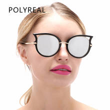 POLYREAL Fashionable Brand Designer Cat Eye Sunglasses Women Fashion Vintage Cateye Mirror Sun Glasses Female Ladies 2024 - buy cheap
