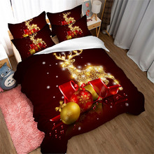 Fanaijia Christmas red bedding Set twin size  luxury Duvet Cover set with pillowcase Children new Year's gift 2024 - buy cheap
