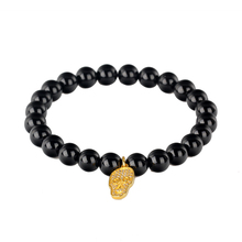 New Design Bracelet Ladies Men Bracelet Accessories Black Onyx Stone With Hang Out Skull Charm Jewelry Friendship Bracelet 2024 - buy cheap