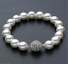 Fashion 12mm Genuine White shell Pearl Bracelet 7.5" 2024 - buy cheap