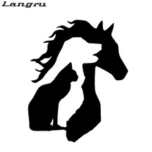 Langru Animal Lover caballo perro adhesivo de gato para coche vinilo calcomanía divertida dibujos animados coche accesorios Decorativ pegatinas Jdm 2024 - compra barato