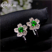 CoLife Jewelry 925 Silver Flower Stud Earrings 4mm Natural Chrome Diopside Earrings Sterling Silver Diopside Jewelry 2024 - buy cheap