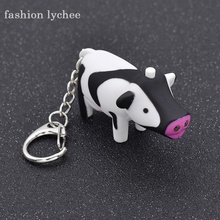 fashion lychee Cute LED Cow Cattle Keychain Keyring Plastic Key Ring Children Toys Car Bag Hanging Pendant Deco Accessories 2024 - buy cheap