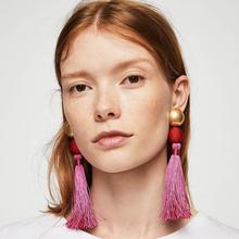Bohemian Long Tassel Earrings for Women Vintage Jewelry Line Ball Tassel Long Earrings 2018 New Fashion 2024 - buy cheap