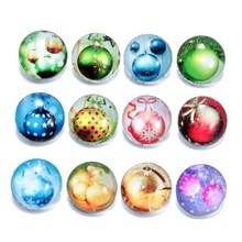 12 unids/lote bolas de Navidad patrón encantos de vidrio 18mm botón para DIY encantos pulsera de 18mm broches de KZ0146 2024 - compra barato