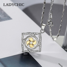 LADYCHIC High Quality Square Shape Gold Color Windmill Pendant Trendy Rotatable Crystal Necklaces Festival Accessories LN1302 2024 - buy cheap