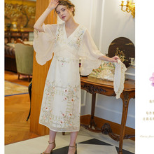 Women Summer Vintage Antique Cotton Dresses Ladies Retro Elegant Slim Limited Edition Autumn Mori Girls Flower Embroidery Dress 2024 - buy cheap