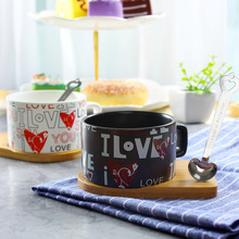 Frete Grátis! cerâmica Conjunto Xícara de Café com Colher e Esteira De Bambu Caneca de Café do Projeto do Amor de Alta Qualidade Multi-uso Xícara de Água hot 2024 - compre barato