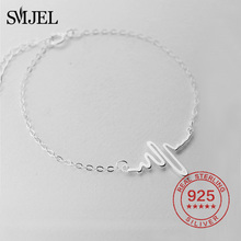 Браслет-цепочка SMJEL Love Heart Beat из 100% стерлингового серебра 925 пробы с сердечным ритмом, ювелирные изделия для женщин 2024 - купить недорого