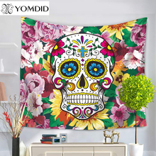 Wall Hanging Tapestries Cartoon Skull Tapestry Sugar Skull Pattern Yoga Mat Hallowee Decor Cloth Beach Towel Bedroom Tapestry 2024 - buy cheap