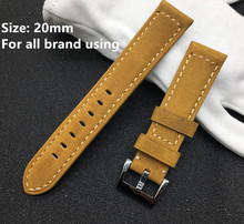 Top quality 20mm Handmade Italian Brown Vintage Genuine Leather Watch Band Strap Watchband for tudor Seiko Omega for Breitling 2024 - buy cheap
