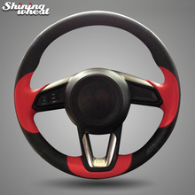 Shining wheat Black Red Leather Steering Wheel Cover for Mazda 3 CX-5 2017 Mazda CX-9 2016 2017 2024 - buy cheap