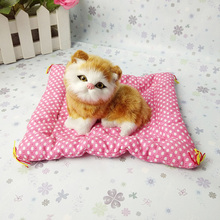 simulation cute cat with mat 14x17cm  model polyethylene&furs cat model home decoration props ,model gift d571 2024 - buy cheap