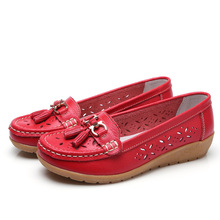 Women Flats Women Genuine Leather Shoes Slip On Loafers Woman Soft Nurse Ballerina Shoes Plus Size 35-43 2024 - buy cheap