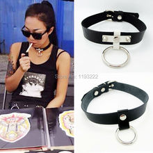 Sexy Punk Rock Gothic Cross Leather Choker, Handmade O Round Black White Stud Rivet Collar Necklace 2024 - buy cheap