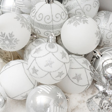 Bolas penduradas de natal, 24 peças, 6cm, prata, desenho, natal, bola bauble, suprimentos de casamento, festa em casa, bolas de decoração 2024 - compre barato