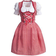 Free Shipping Oktoberfest Beer Festival October Dirndl Dress Apron Blouse Gown Red Lattice German Bavarian Cosplay Costume 2024 - buy cheap