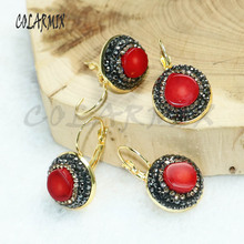 5 pairs red stone earrings hook stud earrings druzy earrings wholesale gems  jewelry gem jewelry for women 7000 2024 - buy cheap