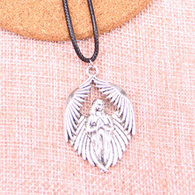 20Pcs Antique Silver Color angel maria Pendant 43*27mm Leather Chain Necklace Black Leather Cord Necklace 2024 - buy cheap