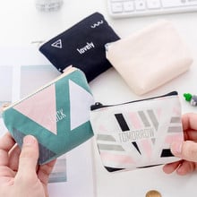 M090 Fashion Women Small Purses Canvas Geometric Design Fresh Coin Purses Card Bag Zero Wallet Women Girl Gift Wholesale 2024 - buy cheap