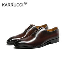 Мужские классические туфли-оксфорды KARRUCCI, коричневые классические туфли из натуральной кожи ручной работы, на шнуровке, для свадьбы и вечеринки, размера плюс 39-50 2024 - купить недорого