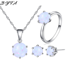 Fashion Jewelry Sets for Woman Cubic Zirconia Opal Water Drop Necklace Pendant Earrings Stud Statement Bridal Wedding Party Gift 2024 - buy cheap