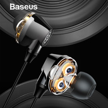 Baseus Wired Earphone High Bass Dual Drive Stereo In-Ear Earphones 3.5mm Wired Control with Microphone for iPhone Samsung Xiaomi 2024 - buy cheap