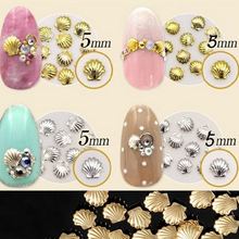 100pcs/Pack 5mm 3D Gold Silver Rhinestone Jewelry Shell Design Nail Art DIY Charm Metal Studs Nail Tips Decorations 2024 - buy cheap