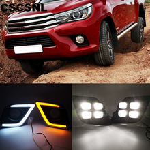 Cscsnl-led para toyota hilux revo vigo 2015, 2016, 2017, luzes diurnas drl, sinal de decoração para lâmpada de neblina 2024 - compre barato