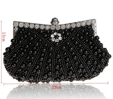 Women Party Handmade White Pearl Hard Case Beading Evening Shoulder Clutch Bag Bridal Wedding Beaded Hand bags Metal Clutches 2024 - buy cheap