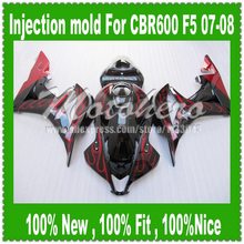 Обтекатель для HONDA F5 CBR600RR 07 08 CBR 600 600RR черный красный инъекционный CBR600 RR CBR600F5 07-08 F5 2007 2008 2024 - купить недорого