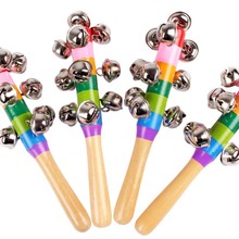 Hand Held Bell Stick with 10 Metal Jingles Ball Rainbow Percussion Musical Toy 2024 - buy cheap