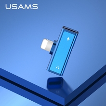 USAMS аудио Aux адаптер для Lightning сплиттер конвертер наушников разъем OTG кабель для iPhone Xs Max Xr X 8 7 6s 6 2024 - купить недорого