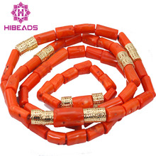 Luxury Original Long Coral African Beads Jewelry Set Nigerian Natural Coral Necklace Earrings Bracelet Set QW764 2024 - buy cheap