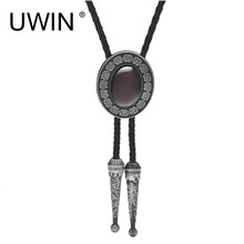 UWIN Vintage Carved Oval Cat Eye Stone Western Cowboy Bolo Tie Suit Shirt Neck Tie Accessories Leather Chain Necklace Adjustable 2024 - buy cheap