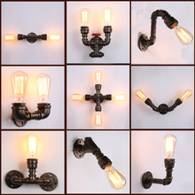 bar retro industrial Loft personality American contracted sitting room adornment bedroom wall lamp, wrought iron pipe 2024 - buy cheap