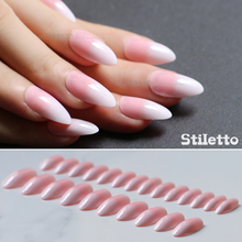 Gel rosa stiletto para unhas falsas, branco, médio, nude, caixão, natureza para unhas falsas, produto acabado 24 peças 2024 - compre barato