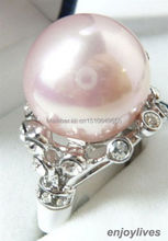 FREE SHIP >>New Pink South Sea Shell Pearl 18KWGP Crystal Ring size: 7.8.9 2024 - buy cheap