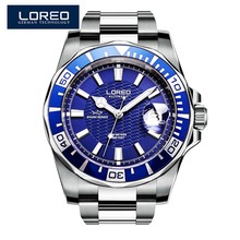 LOREO-Reloj de acero inoxidable para hombre, accesorio masculino de pulsera resistente al agua 200M con mecanismo automático, complemento deportivo mecánico de marca lujosa disponible en color azul 2024 - compra barato