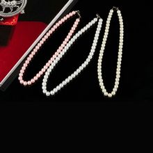 1PC Fashion White Pearl Bead Necklaces Classic Women Beige Simulated Pearl Necklace Black Pink Bridal Wedding Jewelry Gifts 2024 - buy cheap