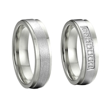 Personalizado cor prata dele e dela titanium aço forever love anéis de promessa conjuntos anel alianças de noivado alianças de casamento 2024 - compre barato